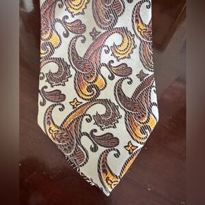 Zianetti Mens Paisley Silk Tie with Gold Accents